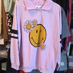 Easel Lavender Smiley Face  Sweatshirt